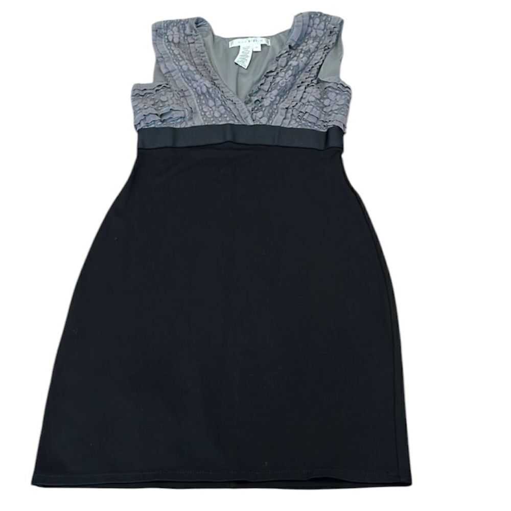 Max Studio size M  black & grey sleeveless ruffled bodice empire waist dress GUC